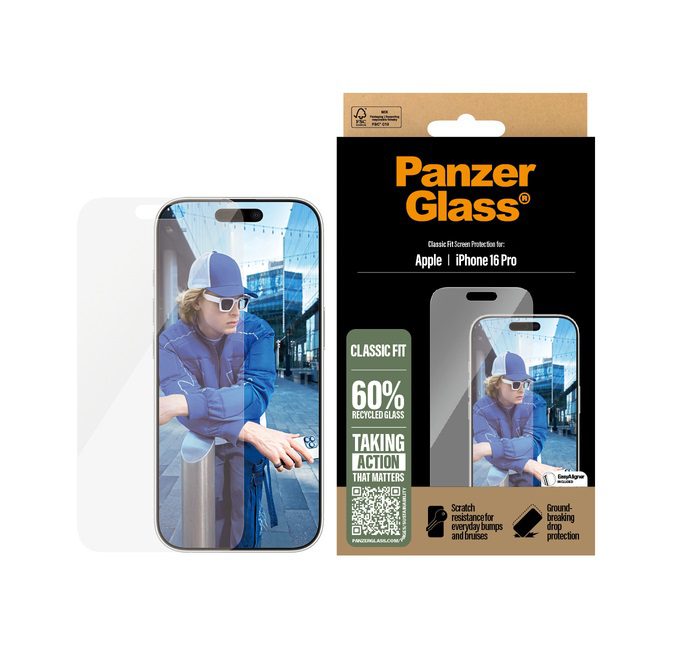 PanzerGlass Classic Fit Screen Protector (1 Piece) For iPhone 16 Pro