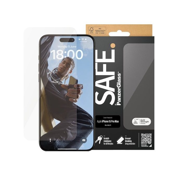 PanzerGlass SAFE Ultra-Wide Fit Screen Protector (1 Piece) For iPhone 15 Pro Max