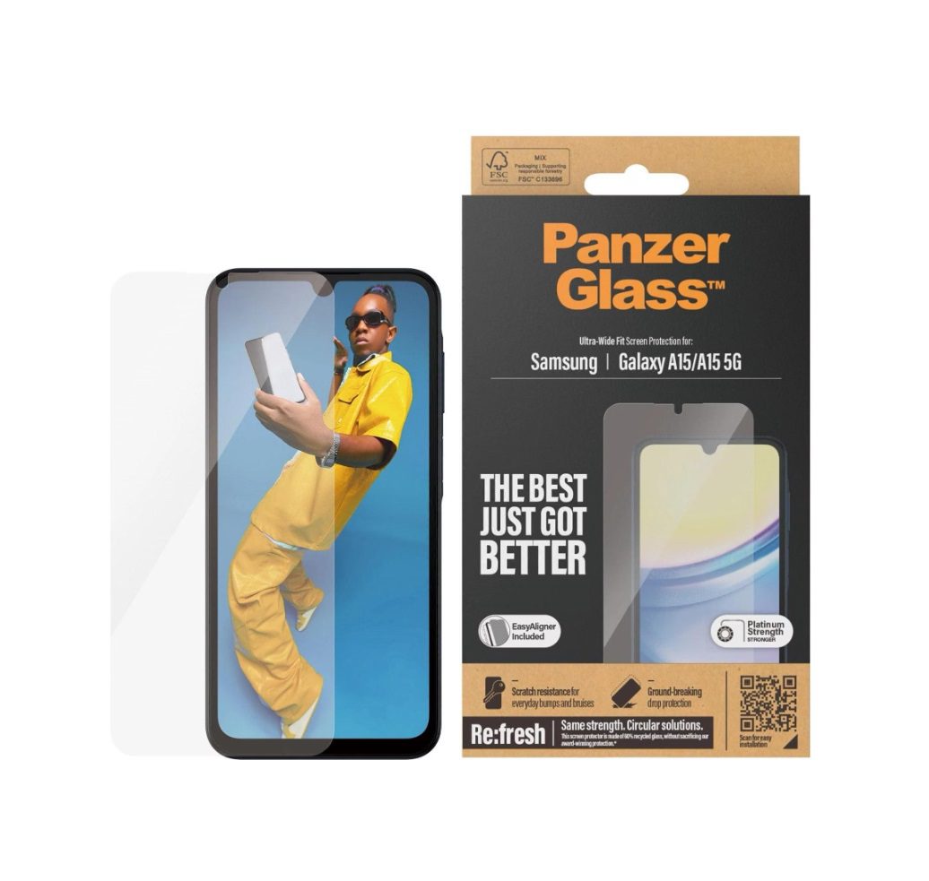 PanzerGlass Ultra-Wide Fit Screen Protector (1 Piece), Samsung Galaxy A15 5G, Samsung Galaxy A15